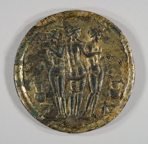 Specchio con rappresentazione delle Tre Grazie, II secolo da Roman