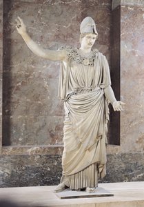 Pallade di Velletri, statua di Atena con elmo, copia romana di un originale greco attribuito ad Alkamenes o Cresilas, c.420-10 a.C.