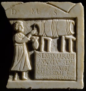 Rilievo che raffigura una scena di taverna da Roman