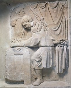 Rilievo romano da mausoleo raffigurante un venditore di pane, II secolo d.C.