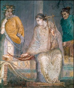 Arte romana: un citaredo. Affresco dal sito di Castellammare di Stabia vicino a Napoli. I secolo d.C. da Roman