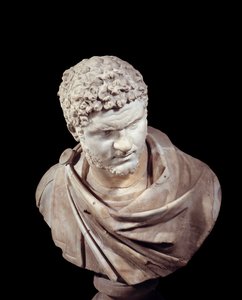 Arte romana: busto in marmo di Caracalla (188-217), imperatore dal 211 al 217 d.C. Parigi, Museo del Louvre