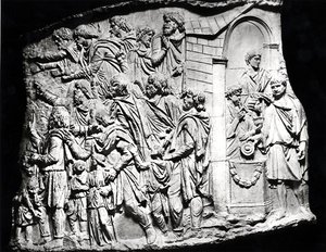 Scena sacrificale, un calco preso dalla Colonna di Traiano, 113 d.C. da Roman