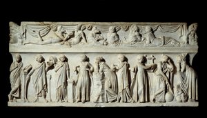 Sarcofago delle Muse: rappresentazione delle muse dee delle arti e delle lettere da Roman