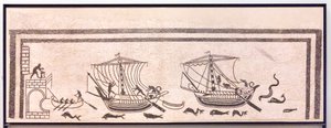 Navi che si avvicinano a un porto da Roman