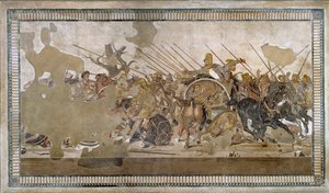 La battaglia di Isso vinta da Alessandro Magno contro Dario III. Mosaico di Pompei da Roman