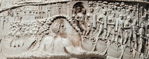 Le legioni romane salpano ad Ancona sotto la protezione di Nettuno (dettaglio della Colonna Traiana) da Roman