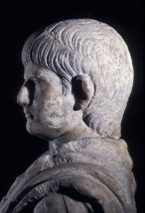 Statua togata del giovane Nerone, vista laterale della testa, c.50 d.C. (dettaglio) da Roman