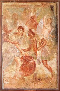 Ulisse e Diomede riconoscono Achille travestito da Pyrrha tra le figlie di Licomede a Sciro da Roman