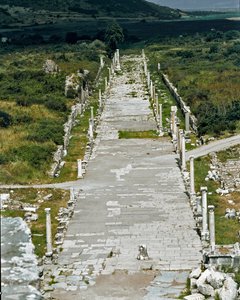 Veduta della Via del Porto (o Via Arcadiana) che collega il porto al teatro, II secolo da Roman