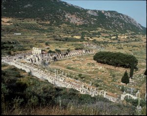 Vista della strada dei Cureti verso la biblioteca di Celso
