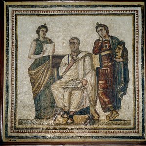 Virgilio e due muse (Clio e Melpomene) - inizio III secolo da Roman