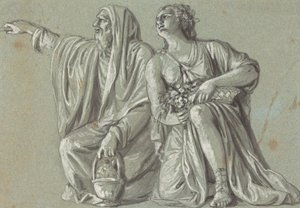 Due figure inginocchiate con offerte da Roman 18th Century