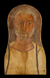 Uomo anziano affiancato da dei egizi, c.250 d.C. da Roman Period Egyptian
