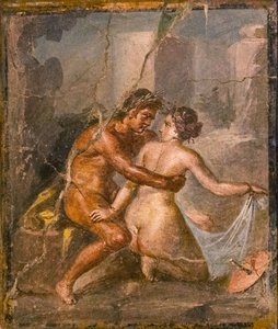 Satiro e ninfa, 1a metà del I sec. d.C. da Roman Pompeian wall painting.