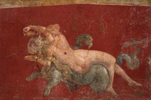 La nereide su una bestia marina, 1a metà del 1° sec. d.C. da Roman Pompeian wall painting.