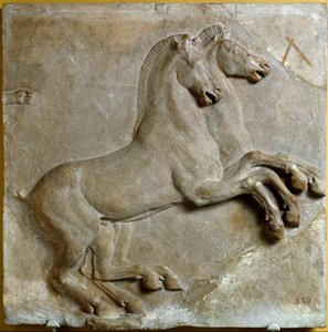 Biga (carro romano a due ruote trainato da due cavalli) (rilievo) da Roman Roman