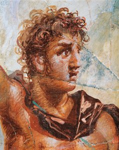 Dettaglio di un affresco che raffigura Alessandro, dal Matrimonio di Alessandro (Ares) e Stateira (Afrodite), Regio 6 Insula Occidentalis 39, Pompei (Lista del Patrimonio Mondiale UNESCO)