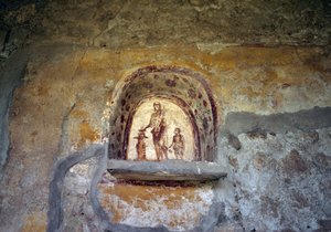 Affresco raffigurante un Larario da Pompei (Lista del Patrimonio Mondiale UNESCO) da Roman Roman