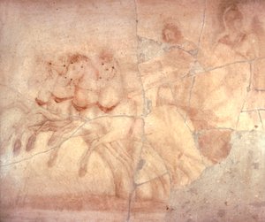 Affresco raffigurante carro con auriga, da Ercolano, Civiltà Romana
