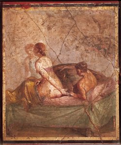 Affresco raffigurante soggetto erotico, da Pompei, Italia