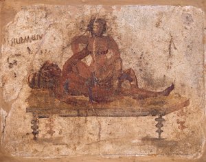 Affresco raffigurante soggetto erotico, da Pompei, Italia