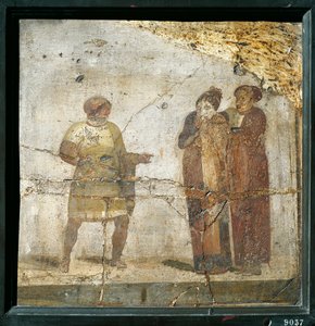 Italia, Campania, Pompei, Scena teatrale, affresco da Roman Roman
