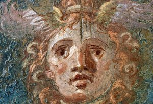 Medaglione con testa di Gorgone, ala destra nella Casa dei Vettii, Pompei (Lista del Patrimonio Mondiale UNESCO)