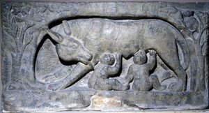 Rilievo in calcare di Lupercal: lupa con Romolo e Remo, Museo di Avenches da Roman Roman