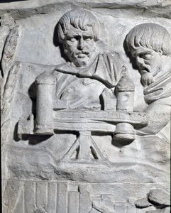 Arte romana: soldati romani vicino a una catapulta usata durante la prima guerra in Dacia. Stampo del 1862 che riproduce i bassorilievi della colonna di Traiano (Colonna Traiana) a Roma costruita durante il regno dell