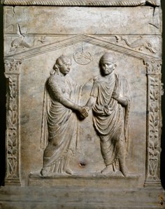 Arte romana: altare funerario decorato con la scena di un matrimonio (Junctio dextrarum) da Roman Roman
