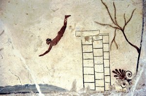 Affresco romano della tomba chiamata il tuffatore