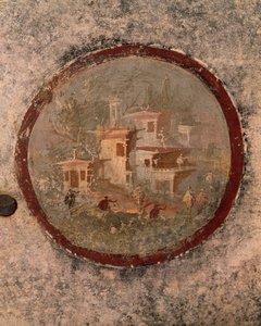 Rotonda con case e edifici, dettaglio di affresco dalla Casa del Centenario, Pompei, Campania, Civiltà Romana da Roman Roman