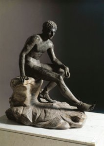 Il riposo di Ermes. Scultura in bronzo romana dopo un originale greco di Lisippo. Da Ercolano. Dim. 105 cm Napoli, Museo Archeologico Nazionale da Roman Roman
