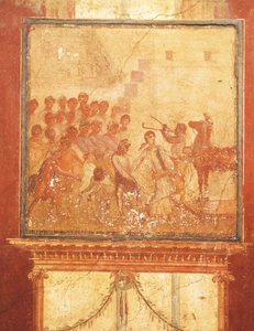 Cavallo di Troia, affresco dalla Casa di Menandro, Pompei, Campania, Civiltà Romana