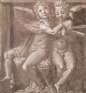 Due Angeli Seduti che Cantano, dopo Polidoro da Caravaggio da Roman School
