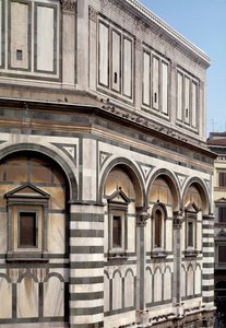 Veduta esterna del Battistero di San Giovanni Battista (Battistero di Firenze) da Romanesque
