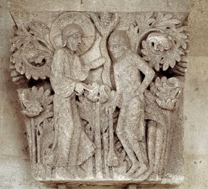 Dio e Caino (capitello scolpito) da Romanesque
