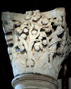 Paradiso: un fico e un melo, Capitello del coro (scultura) da Romanesque