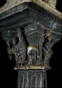 Arte romanica: capitello del XII secolo. Aosta, Priorato di Sant