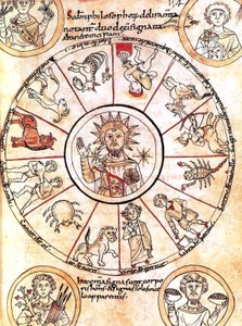 Il sole circondato dai segni dello zodiaco da Romanesque