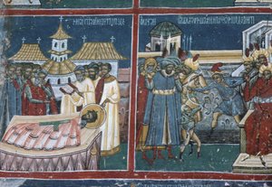 Dettaglio dalla parete nord della chiesa, c.1601 da Romanian School