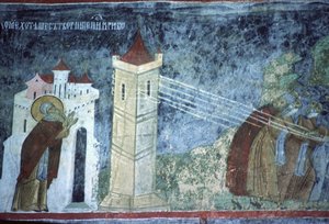 Scena dalla vita di San Pacomio, parete nord della chiesa, c.1601 da Romanian School