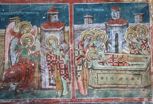 La vita e la morte di San Nicola, parete sud della chiesa, 1535 da Romanian School
