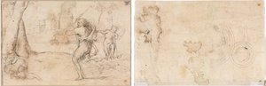 Romolo e Remo trovati da Faustolo (recto) Cerchi concentrici (verso) da Romanino