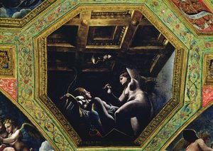 Camera di Cupido e Psiche, Psiche contempla Cupido da Romano Giulio