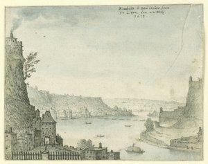 Veduta di una città su un fiume da Rombout van den Houte