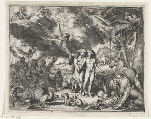 Adamo ed Eva nel paradiso da Romeyn de Hooghe