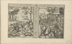 Bomen, dieren en noten; Verering van godsbeelden da Romeyn de Hooghe
