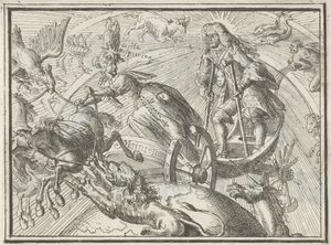Caricatura che raffigura Luigi XIV come Apollo sul suo carro, 1701 da Romeyn de Hooghe